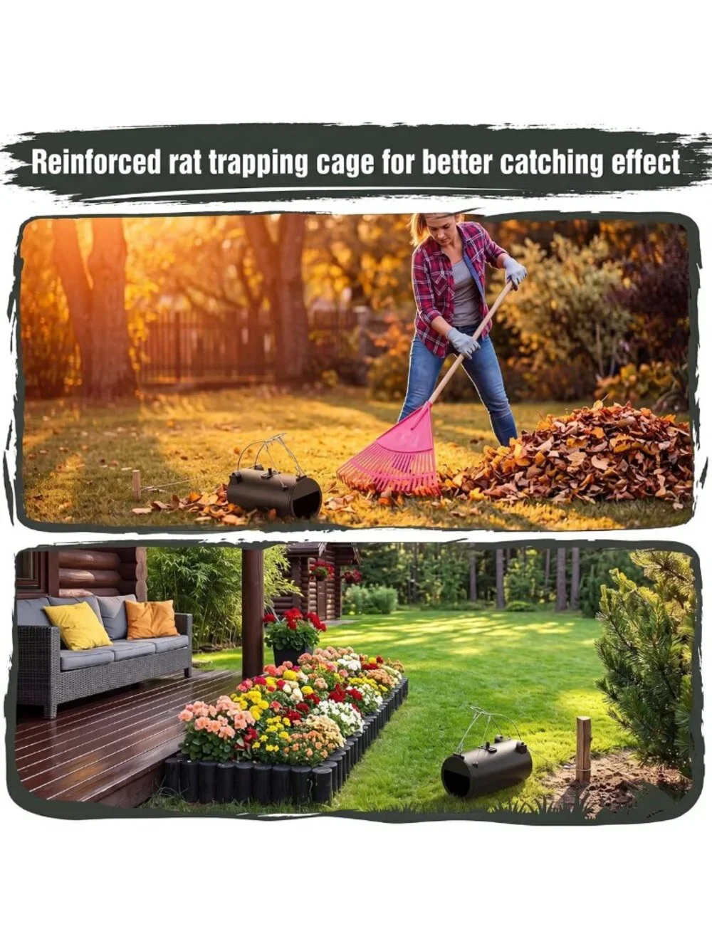 4 Pack Reusable Black Hole Gopher Traps with Leash - Outdoor Rodent Control for